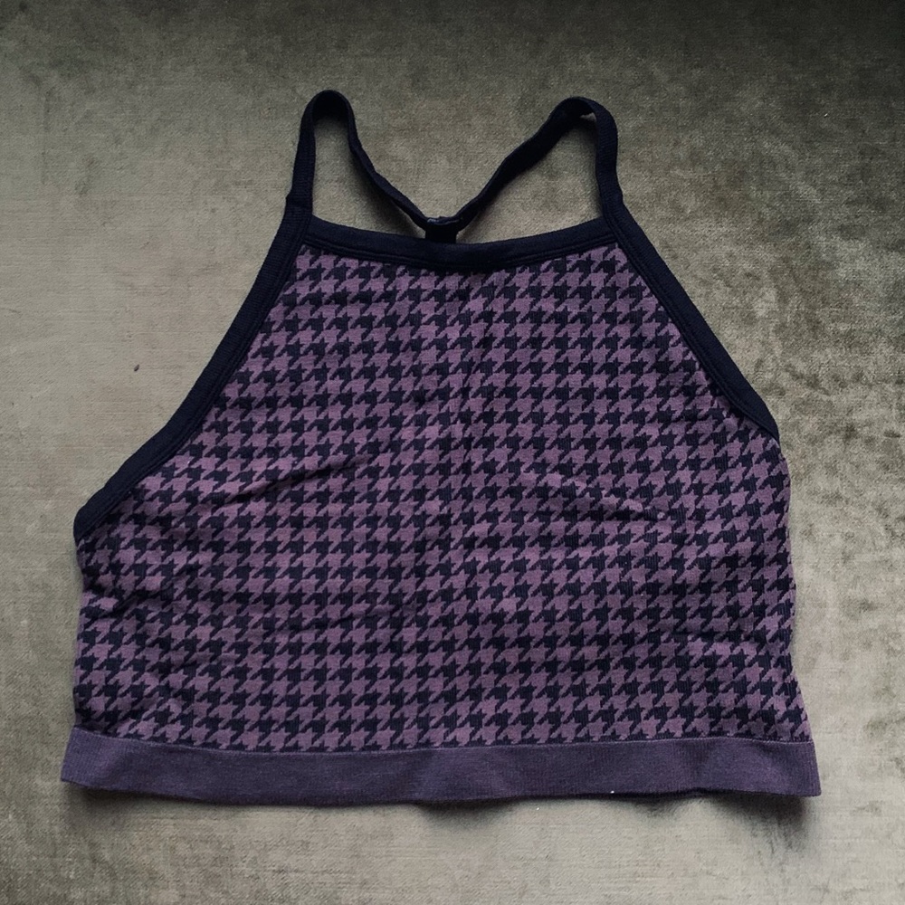 Colsie Houndstooth Racerback Sports Bra / Tank Top, Size XL